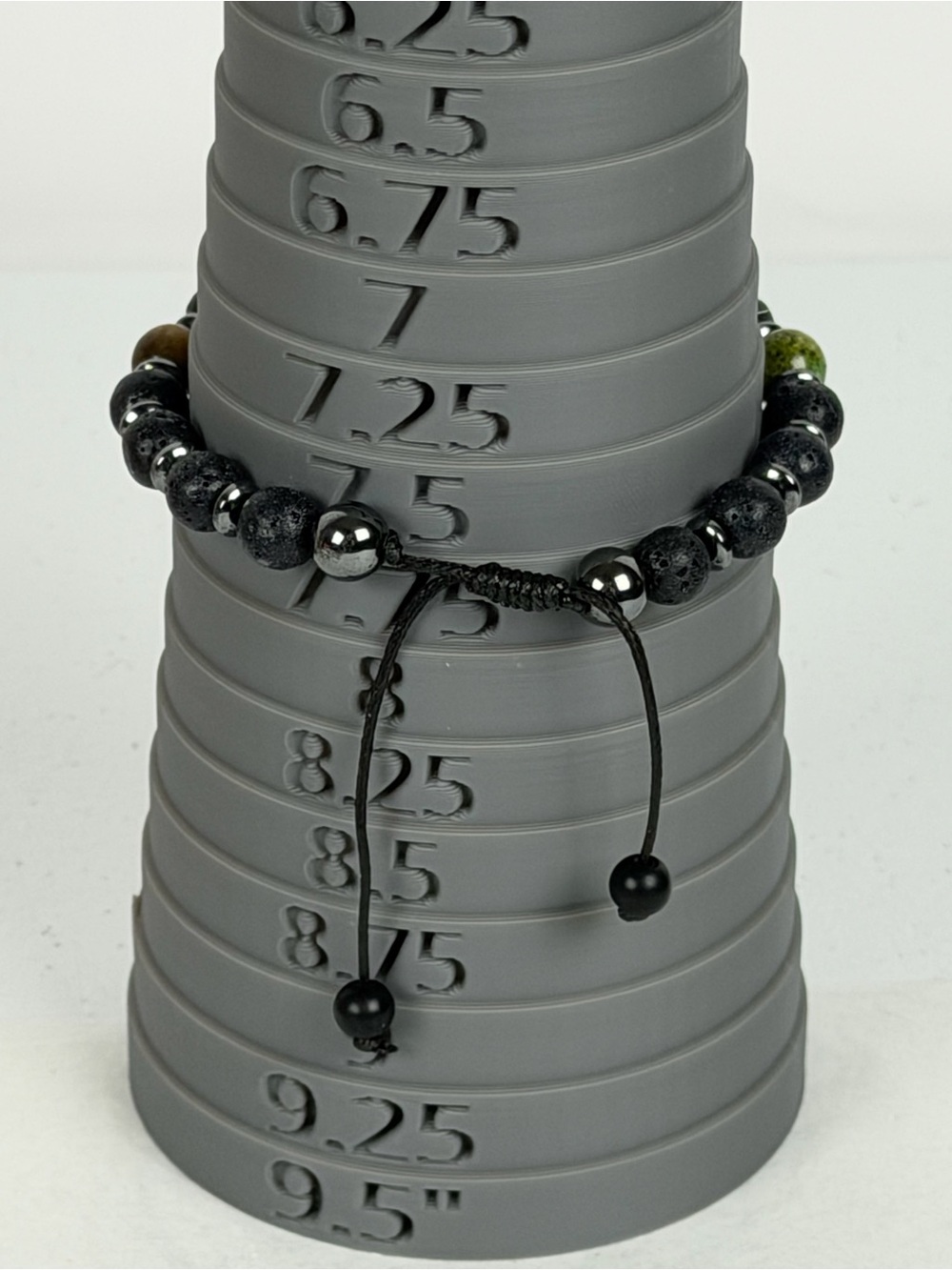 Black Lava Bead Bracelet with Accent Stones adjustable